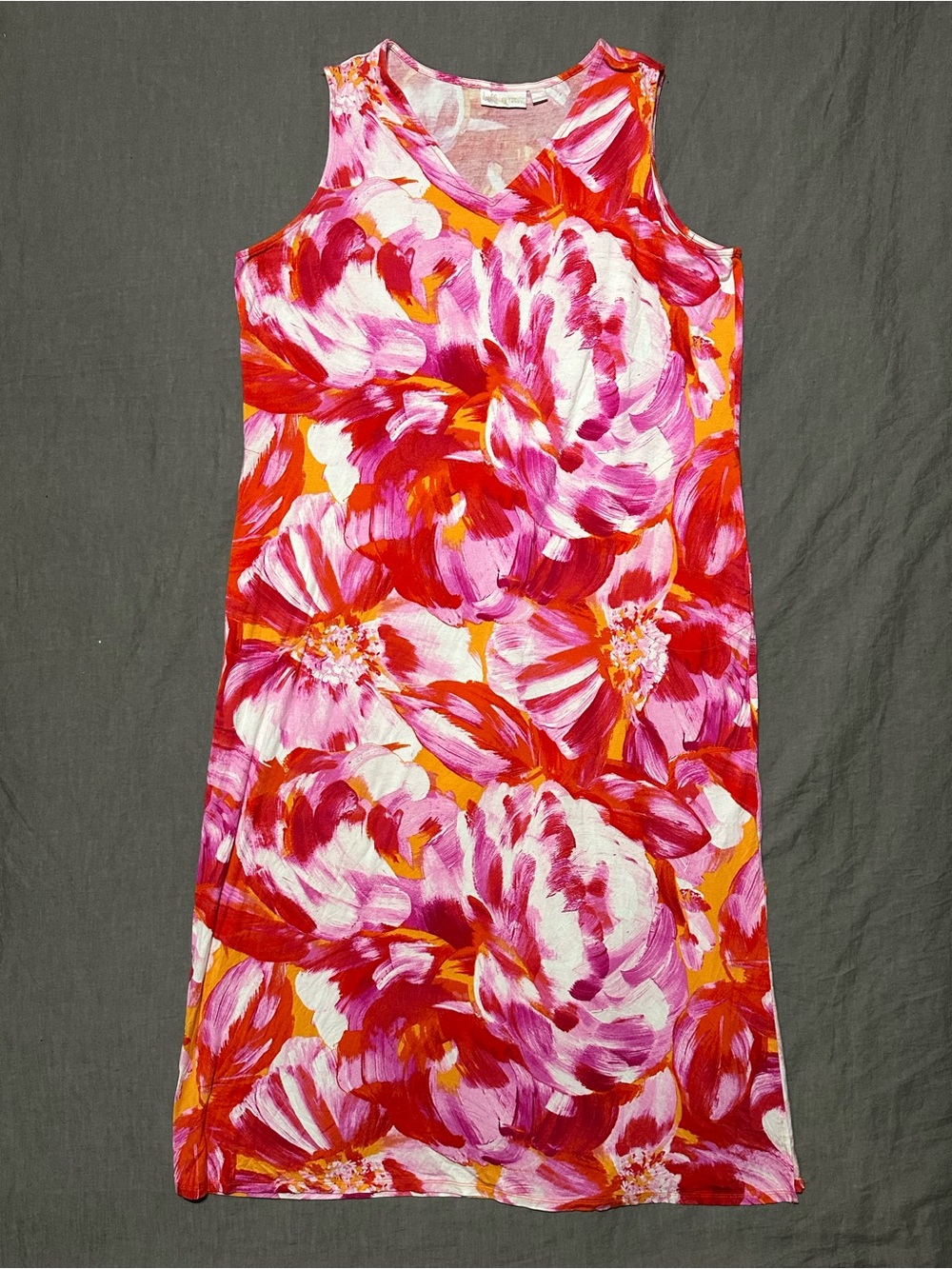 Belle by Kim Gravel Pink & Orange Floral Tank Dress